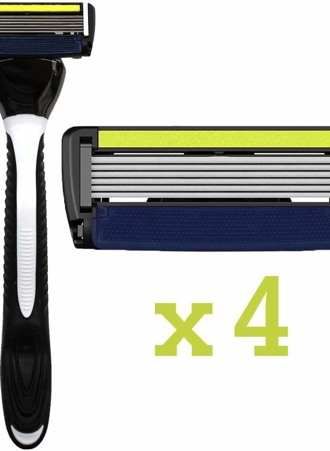 ShaveMOB 6-Blade Men's Razor Kit (Flex Head Handle with Trimmer + 4 Refills) - The Caveman Shaving Kit - Image 2
