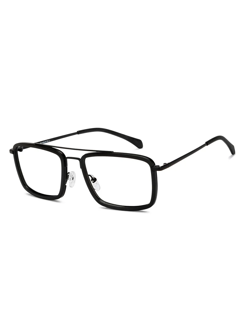 Lenskart Blu LENSKART BLU | Zero Power Blue Cut Computer Glasses | Anti Glare, Lightweight &amp; Blocks Harmful Rays | Full Rim Rectangular | 100% UV Protected | Black | Men &amp; Women | Large | LB E16049
