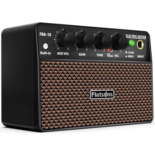 Flatsons FBA-10 Guitar Amp, 10W Mini Electric Guitar Amplifier with Clean/Drive Channel, 6H Working, USB-C Rechargeable, 3.5mm Headphone/AUX Jack, Wireless Portable Amp for Indoor Practice, Traveling - Image 1