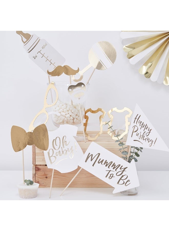 ARS Gold Foiled Baby Shower Photo Booth Props, 29.5 Cm Height - Image 1