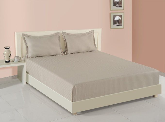 SONATA COLLECTION PREMIUM COTTON 400 TC SOLID PRINT COTTON DOUBLE BED SHEET WITH 2 PILLOW COVER AFWAN