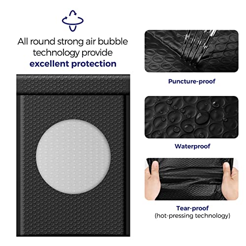 Fuxury Bubble Mailers, 10.5x16 Inch 25 Pack Padded Envelopes Self Seal Adhesive Waterproof, Large Shipping Envelopes, Padded Mailers, Bubble Bags for Mailing, Packaging, Small Business, Black#5 - Image 4