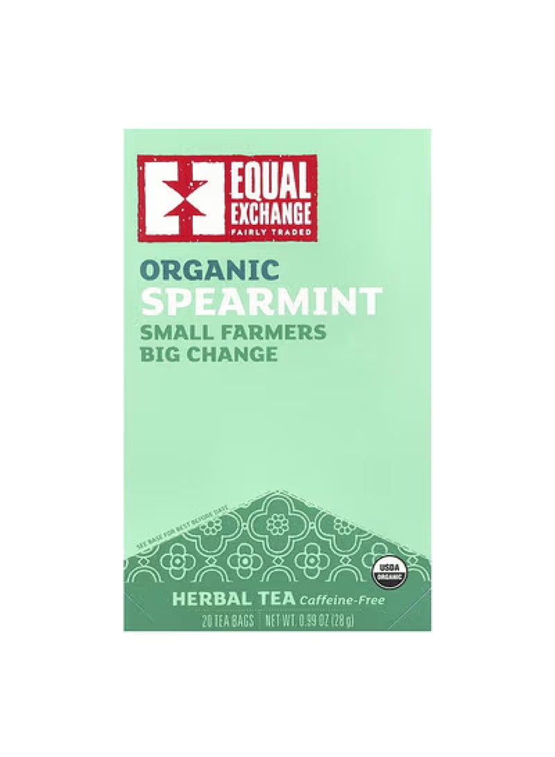 Organic Spearmint, Herbal Tea, Caffeine-Free, 20 Tea Bags, 0.99 oz (28 g)