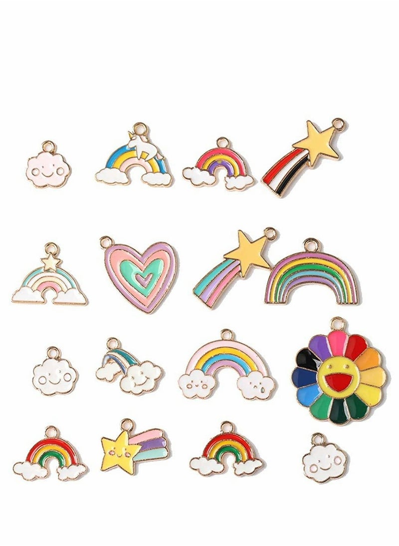 Excefore Charms Enamel Rainbow Cloud Star Charms Gold Plated Enamel Sunflower Heart Charms Pendant Mixed for Jewelry Making Necklace Bracelet Girl Craft DIY Accessories 40 Pieces  - Image 2