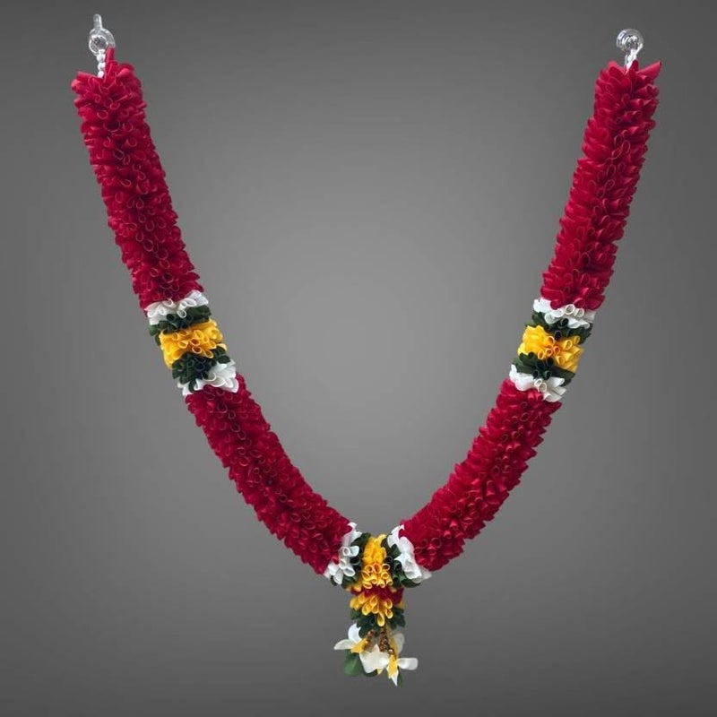 SHRI MATAJI Store Handmade Garland Mala for God Photo Frame Decoration Multipurpose Red Cloth Garland Home Decoration Multicolor - Image 1