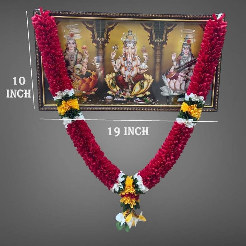 SHRI MATAJI Store Handmade Garland Mala for God Photo Frame Decoration Multipurpose Red Cloth Garland Home Decoration Multicolor - Image 3