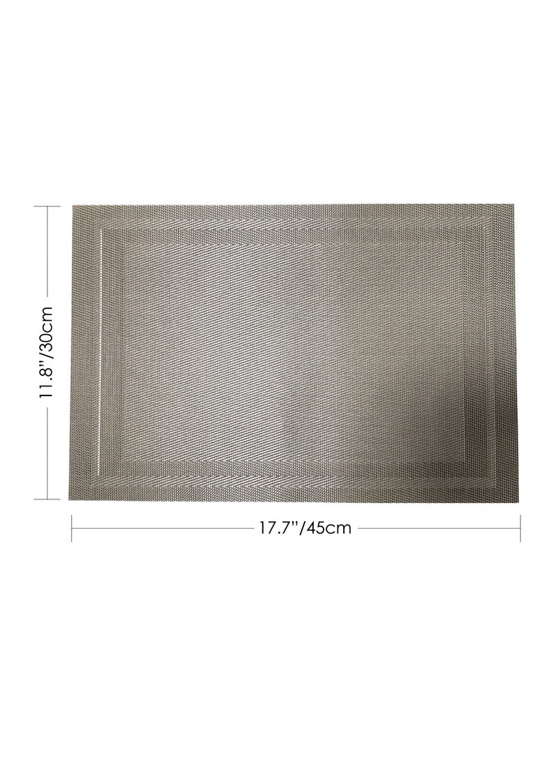 DB Innov. 6 Pcs Vinyl Placemats, Linen Look Woven Place Mats, Non-slip Washable Placemats for Kitchen Dining Table, 30x45cm - Image 2