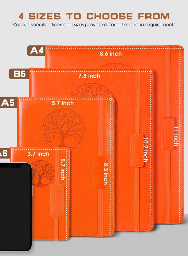 Biuwory Lined Journal Notebook for Women Men,256 Pages A4 Large Hardcover Leather Journals for Writing,Travel,Business,Work,School,College Ruled Notebooks for Note Taking,Diary Notepad 8.6"×11"(Orange) - Image 2