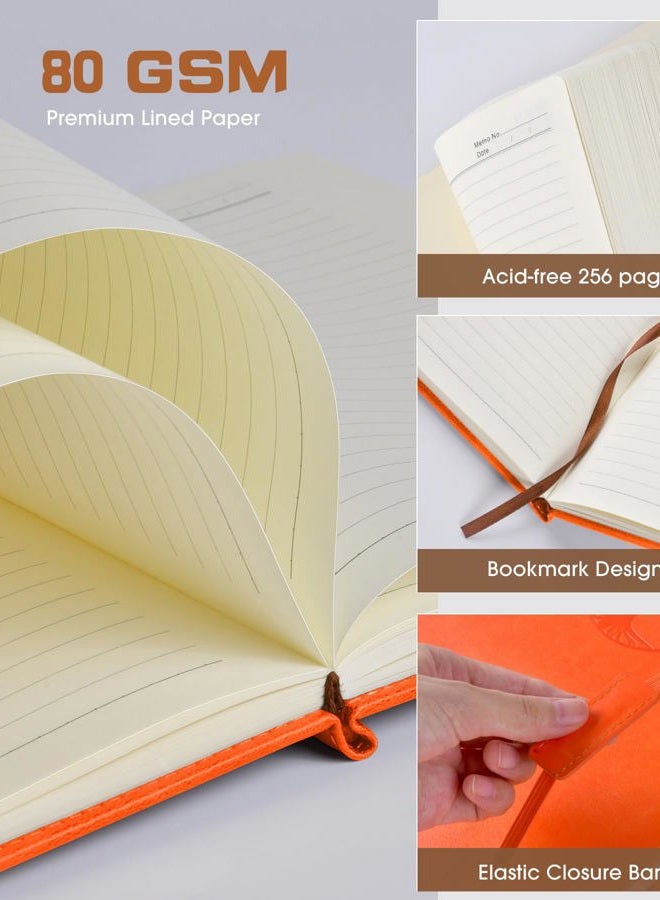 Biuwory Lined Journal Notebook for Women Men,256 Pages A4 Large Hardcover Leather Journals for Writing,Travel,Business,Work,School,College Ruled Notebooks for Note Taking,Diary Notepad 8.6"×11"(Orange) - Image 4