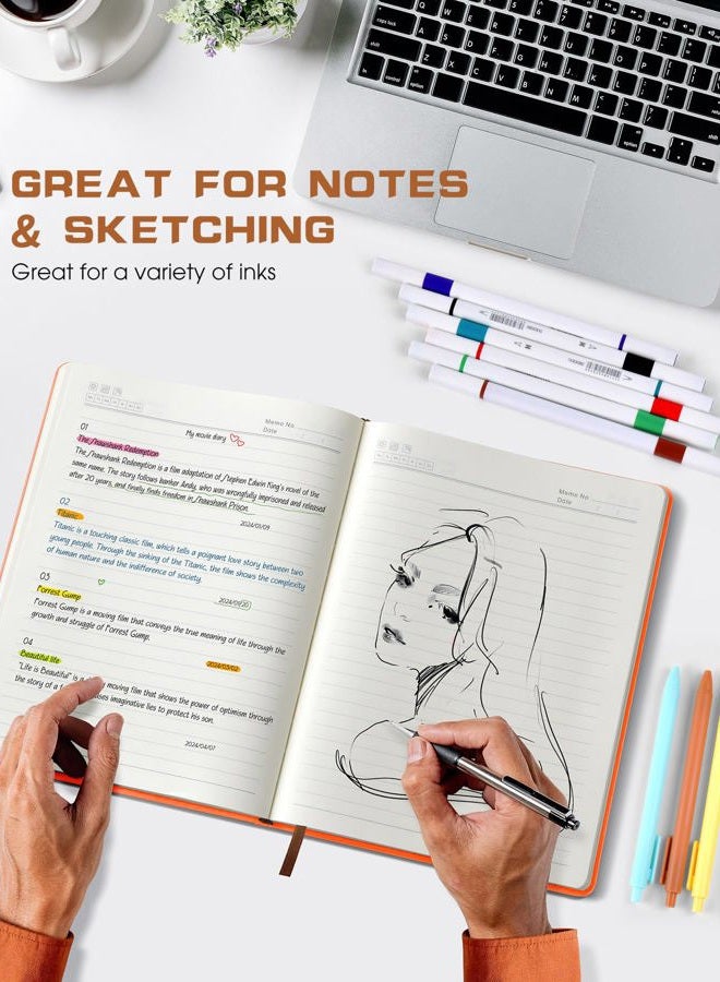 Biuwory Lined Journal Notebook for Women Men,256 Pages A4 Large Hardcover Leather Journals for Writing,Travel,Business,Work,School,College Ruled Notebooks for Note Taking,Diary Notepad 8.6"×11"(Orange) - Image 5