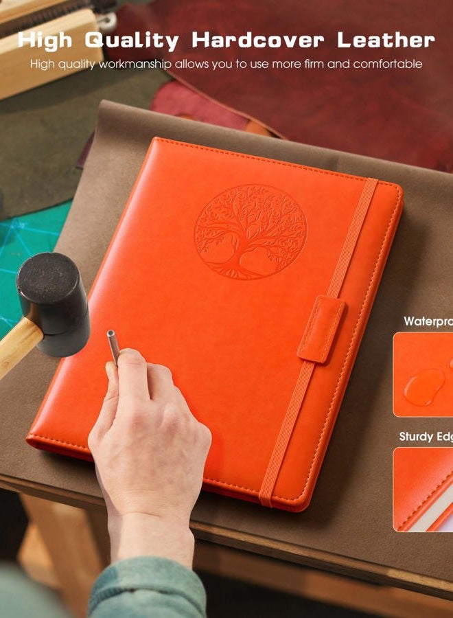 Biuwory Lined Journal Notebook for Women Men,256 Pages A4 Large Hardcover Leather Journals for Writing,Travel,Business,Work,School,College Ruled Notebooks for Note Taking,Diary Notepad 8.6"×11"(Orange) - Image 3