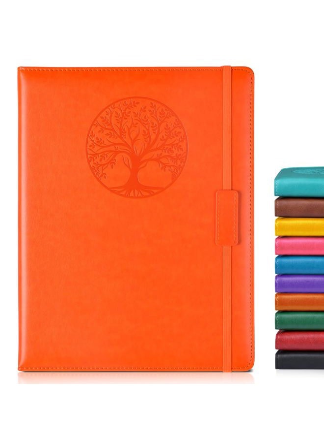 Biuwory Lined Journal Notebook for Women Men,256 Pages A4 Large Hardcover Leather Journals for Writing,Travel,Business,Work,School,College Ruled Notebooks for Note Taking,Diary Notepad 8.6"×11"(Orange) - Image 1
