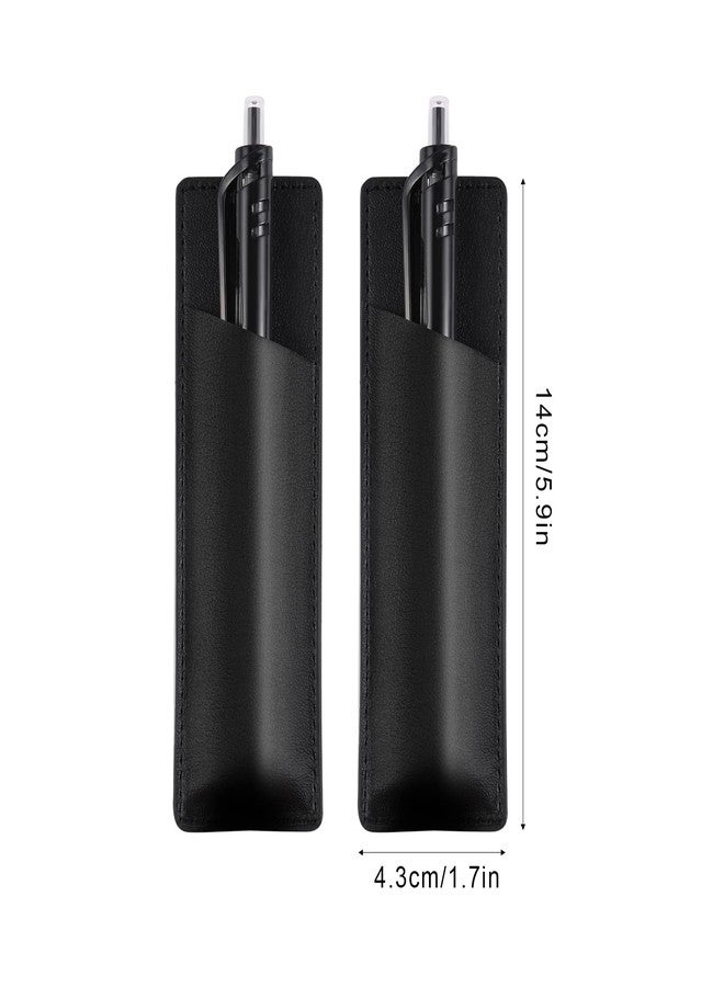 KINBOM 2pcs Leather Magnetic Pen Holder for Refrigerator PU Leather Pen Pouch Holder for Fridge or Other Metal Surfaces (Black) - Image 2