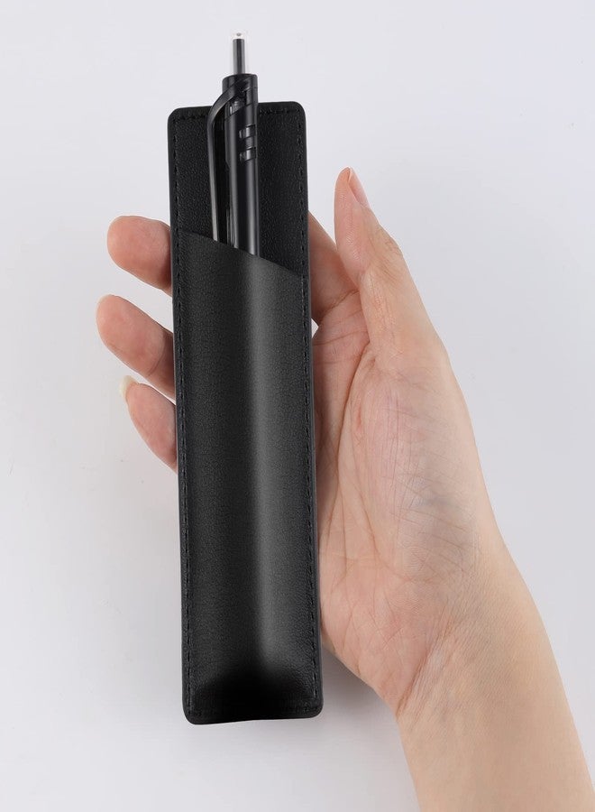KINBOM 2pcs Leather Magnetic Pen Holder for Refrigerator PU Leather Pen Pouch Holder for Fridge or Other Metal Surfaces (Black) - Image 5