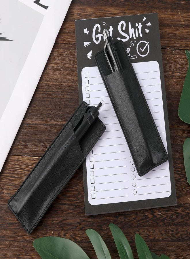 KINBOM 2pcs Leather Magnetic Pen Holder for Refrigerator PU Leather Pen Pouch Holder for Fridge or Other Metal Surfaces (Black) - Image 3