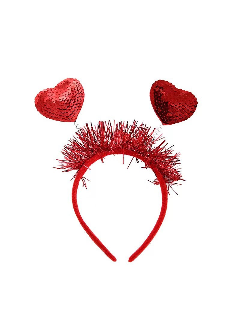Generic Valentine Red Sequin Fashion Hairband Love Heart Headband Sequined red silk 