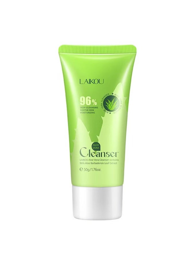 Laikou - Organic Aloe Vera Gel (1.76oz), 96% Pure Aloe for Face and Body – Deep Soothing and Hydrating Moisturizer for Sunburn, Acne, and Dry Skin – Fast-Absorbing Travel Size Aloe Cream for Cooling and Calming - Image 1