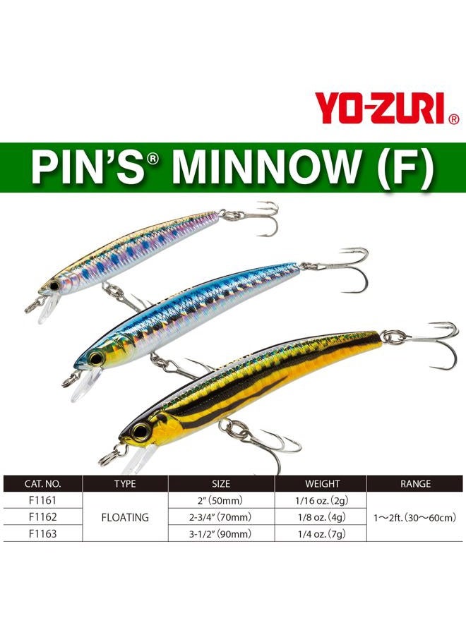 DUEL Yo-Zuri F1162-GHIW Pins Minnow Floating Diver Lure, Sardine, 70mm 2-3/4" - Image 2