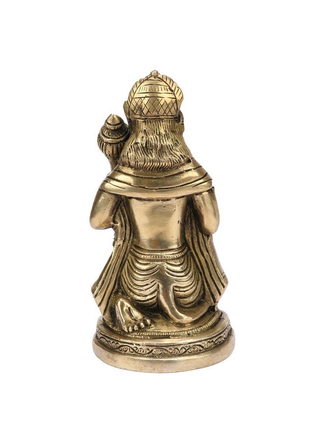 Kartique Brass Hanuman Idol Statue Moorti - 6" Tall Kneeling Posture with Gada - Intricate Detailing for Home Temple Décor - Image 4