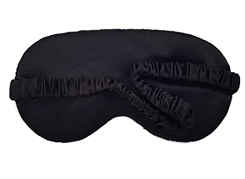 Jenna™ Cute Sleeping Eye Shade Mask Cover for Insomnia, Meditation, Puffy Eyes and Dark Circles Silk Plain Black White - Image 3