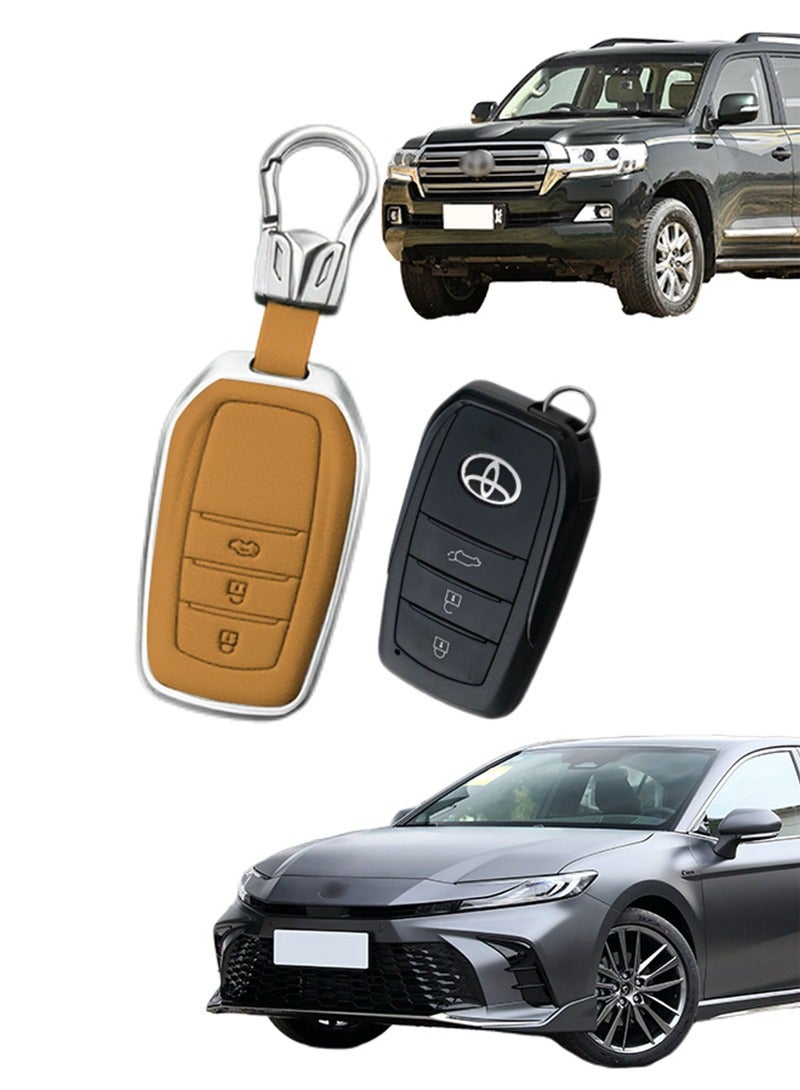 غطاء مفتاح تويوتا ، تصميم شامل لثلاثة مفاتيح ، مقاومة السقوط والتآكل ، نسيج أغنى ، حماية مفاتيح السيارة الأصلية ، مفاتيح حساسة. - Image 1