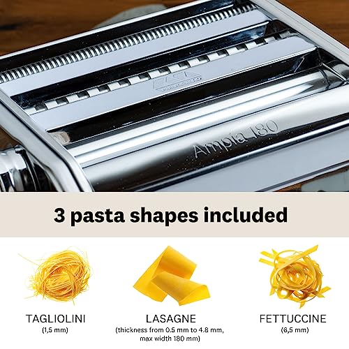 MARCATO Made in Italy Ampia 180 Classic Manual Pasta Machine, Chrome Steel. Makes Lasagne, Fettuccine & Tagliolini. - Image 3