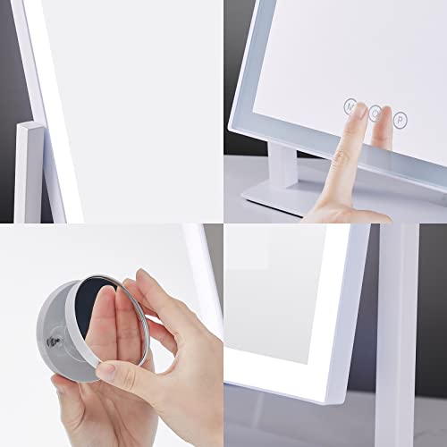 HIEEY Lighted Makeup Mirror, 17.3" x 13" Hollywood Vanity Mirror with Lights, Three Color Lighting Modes, and 5X Magnification Mirror, Smart Touch Control, 360°Rotation (White,Gift Box) - Image 5