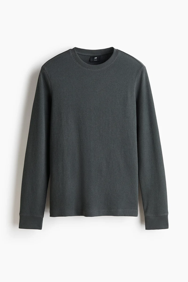 Regular Fit Waffled long-sleeved T-shirt