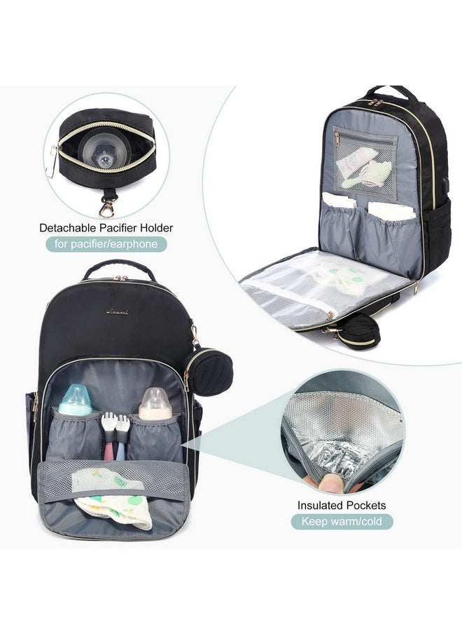 Lovevook Diaper Bag Backpack, Quilted Baby Bag With Changing Pad & Pacifier Holder, Waterproof Travel Diaper Bags For Baby Boys Girls, Stylish And Large Capacity, Black  - Image 2