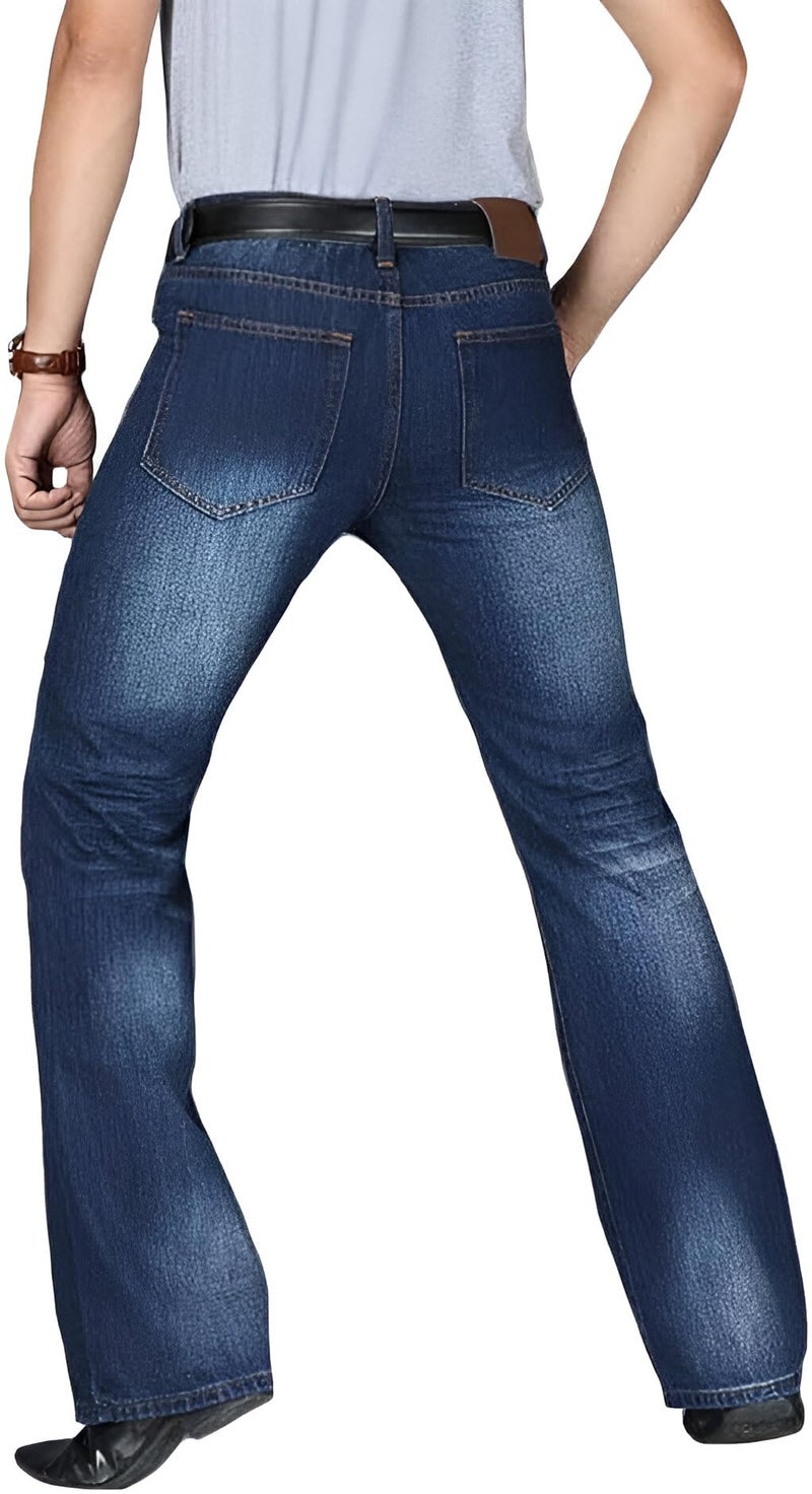 Ben Martin Men’s Bell Bottom Jeans || Bootcut Denim Pants || Wide Leg Flared Jean's for Men || High Waist Stretchable Retro Fit || Cotton Jean for College Casual Dark Blue, Size 36 (0) - Image 2