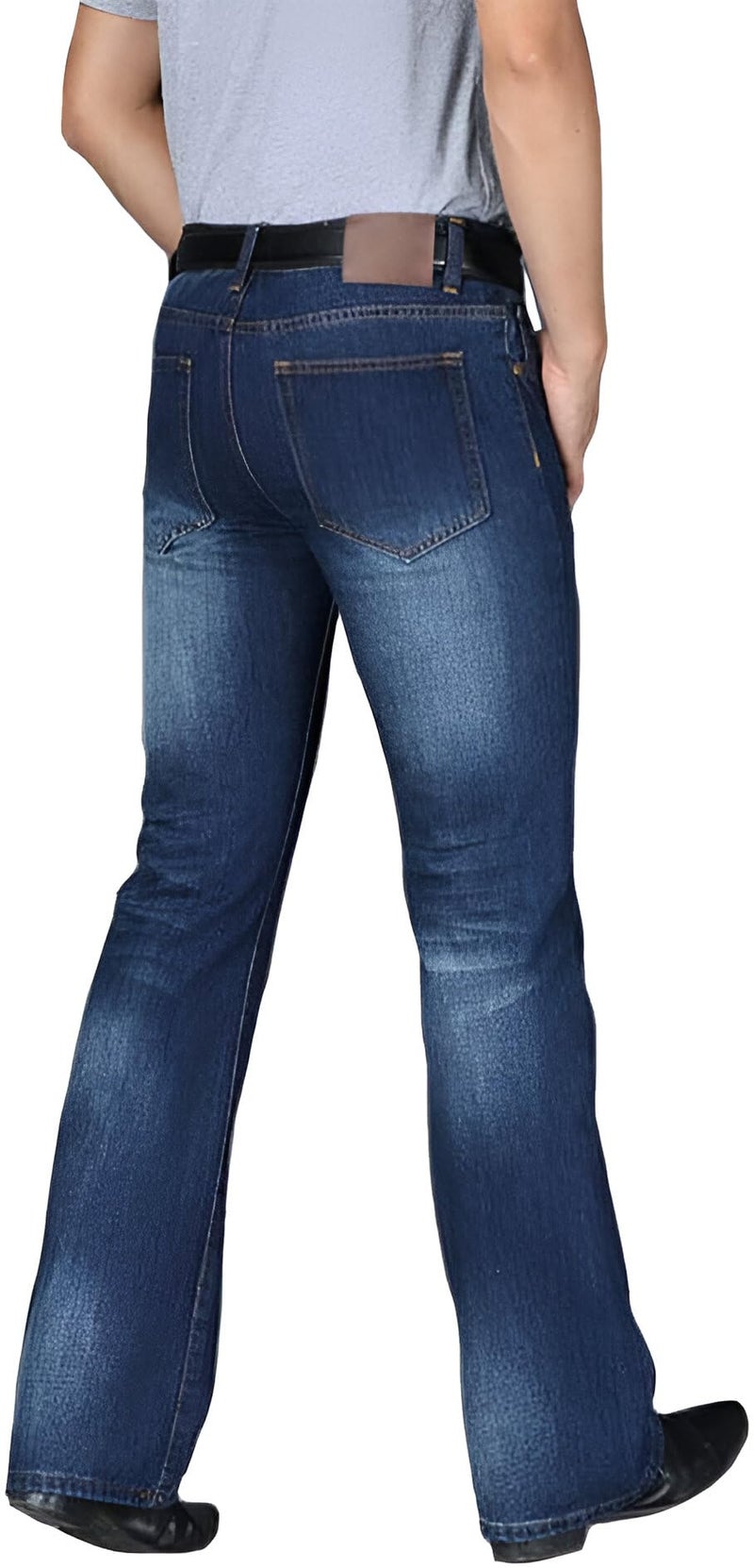 Ben Martin Men’s Bell Bottom Jeans || Bootcut Denim Pants || Wide Leg Flared Jean's for Men || High Waist Stretchable Retro Fit || Cotton Jean for College Casual Dark Blue, Size 36 (0) - Image 4