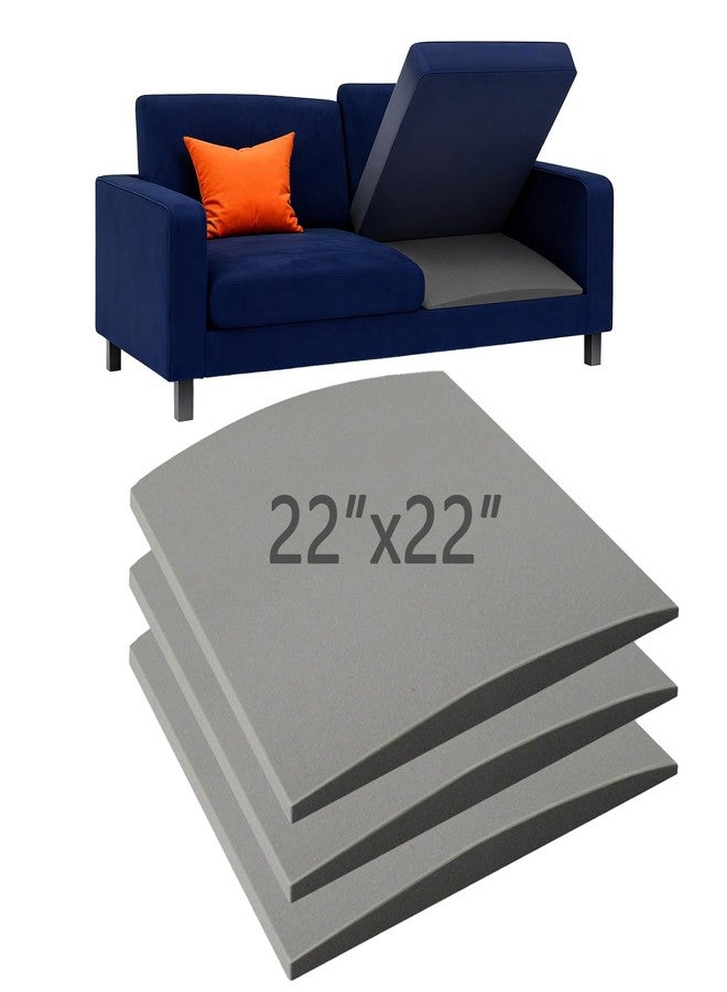 Soleeya Soleey 3 Pcs 45D Couch Cushion Support for Sagging Seat 22 * 22 * 2 Inches, Grey Sofa Support for Sagging Cushions Curved High Density Foam Sagging Couch Support Under Cushion for Furniture Sofa Seat - Image 1