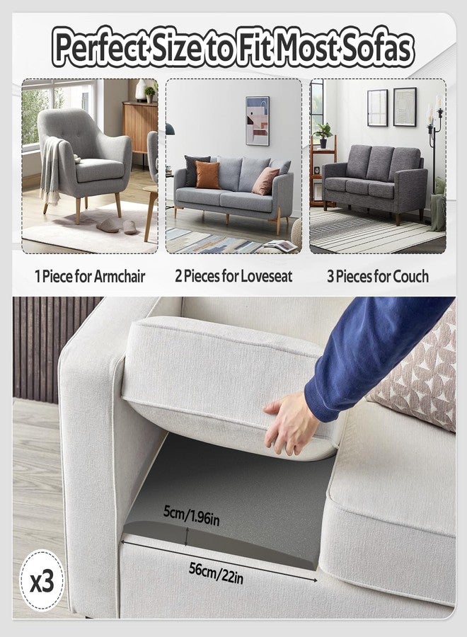 Soleeya Soleey 3 Pcs 45D Couch Cushion Support for Sagging Seat 22 * 22 * 2 Inches, Grey Sofa Support for Sagging Cushions Curved High Density Foam Sagging Couch Support Under Cushion for Furniture Sofa Seat - Image 2