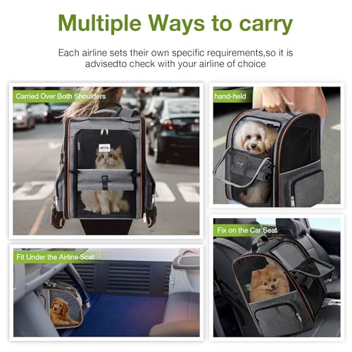 Lekebobor Extra Large Cat Backpack Carrier Expandable Pet Carrier Backpack for Small/Medium Dogs and Medium/Large Cats, Grey - Image 4