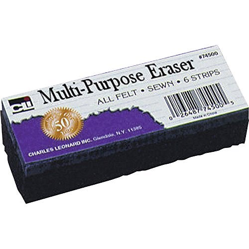 Charles Leonard Multi-Purpose Felt Eraser, 5 x 2 x 1 Inch, Charcoal, 12-Pack (74500) - Image 1