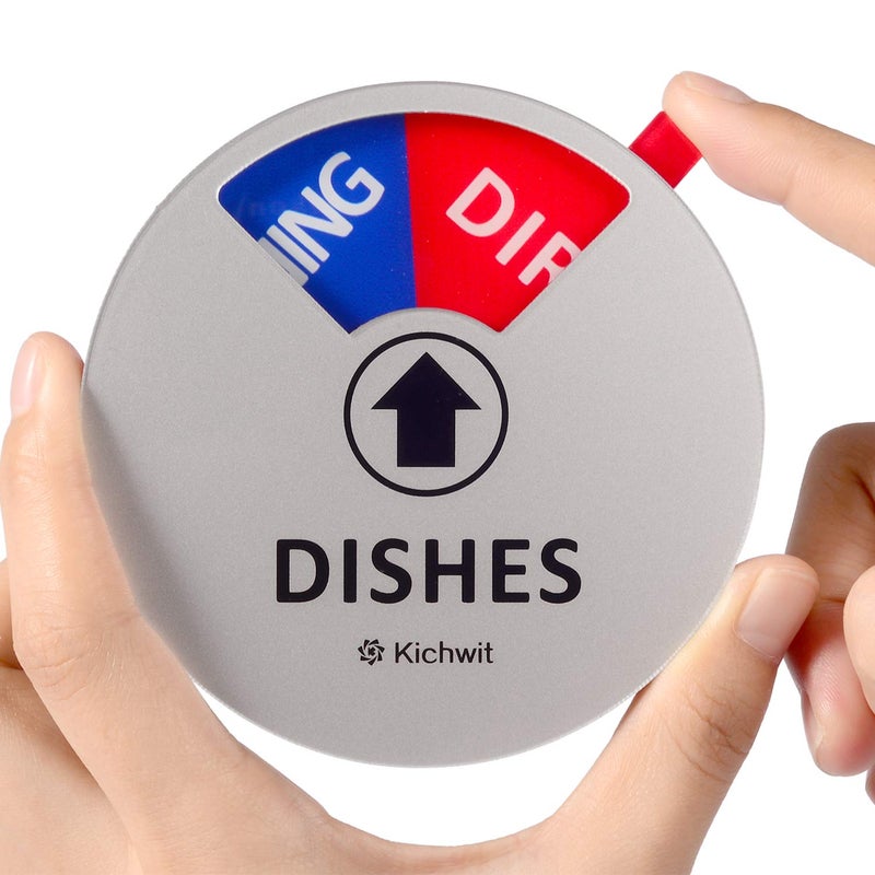 Kichwit Dishwasher Magnet Clean Dirty Sign Indicator with Running and Empty Options, Works on All Dishwashers, Non-Scratch Strong Magnetic Backing, Residue Free Adhesive Included, 4 Inch, Silver - Image 3