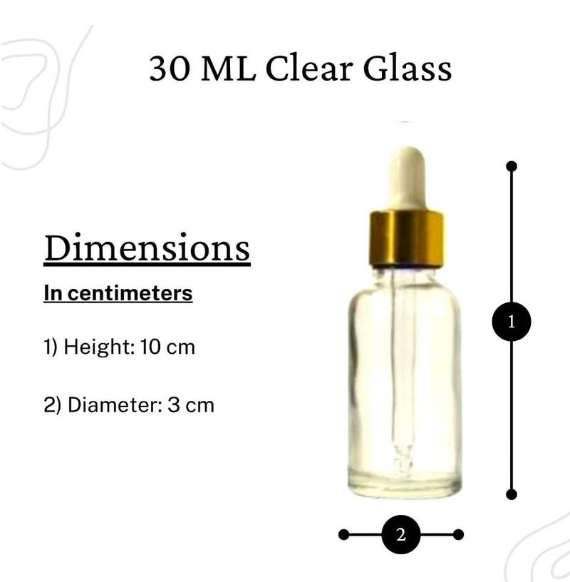 VOW 30 ML Transparent Round Empty Glass Bottle Glass Dropper Gold Ring Silicone White Teat Refillable Reusable Leak Proof for Essential Oils PerfumesPack of 12 - Image 4