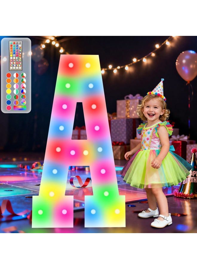 LOBOOM 4FT Marquee Light Up Letters, 34 Colors Changing Marquee Letters with Remote,Weighted Water Bag, Big Letters A for Party Wedding Graduation Birthday Decorations - Image 1