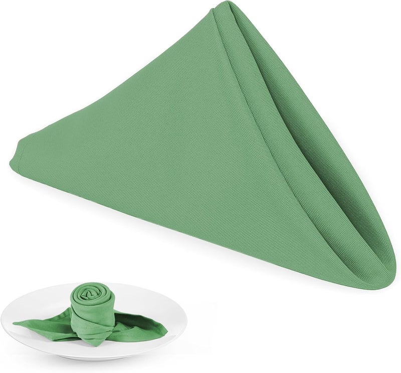PLOYMONO Sage Green Heavy Duty Cloth Napkins - 17 x 17 Inch Solid Washable Polyester Dinner Napkins - Set of 8 Napkins with Hemmed Edges - Great for Weddings, Parties, Banquets Dinner & More - Image 1