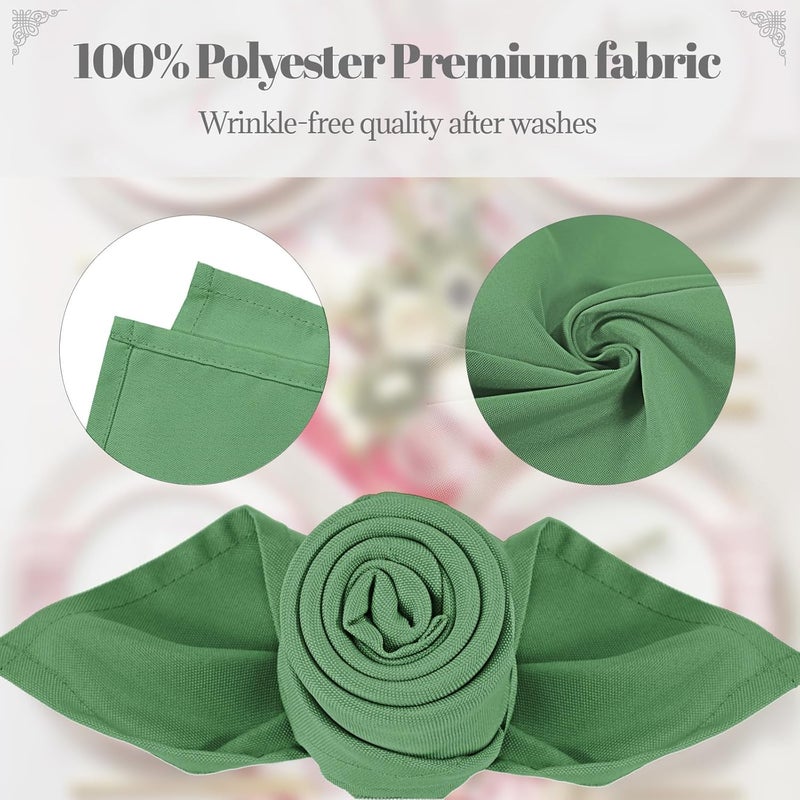 PLOYMONO Sage Green Heavy Duty Cloth Napkins - 17 x 17 Inch Solid Washable Polyester Dinner Napkins - Set of 8 Napkins with Hemmed Edges - Great for Weddings, Parties, Banquets Dinner & More - Image 3