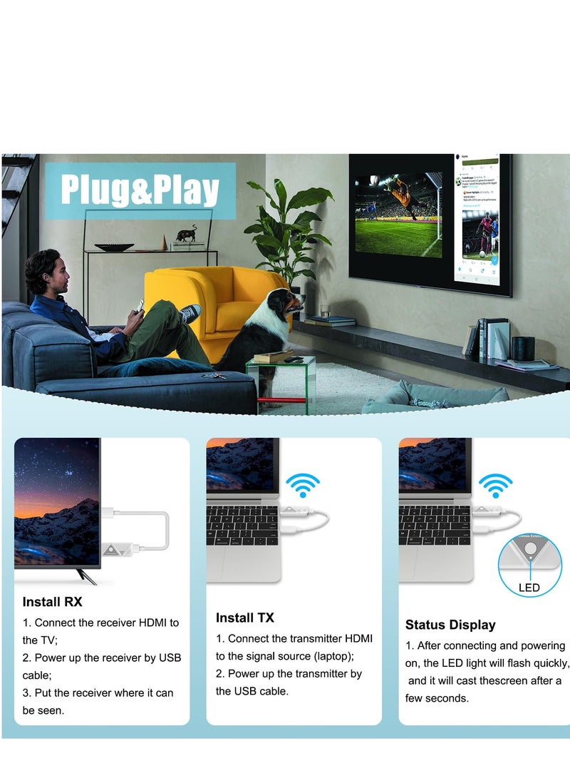Excefore HDMI Wireless Transmitter and Receiver, Wireless HDMI Extender, 2.4G/5G HDMI Wireless Transmission, Plug & Play, for Streaming Video and Audio to the Monitor of Laptop/PC/TV Box/Projector  - Image 5