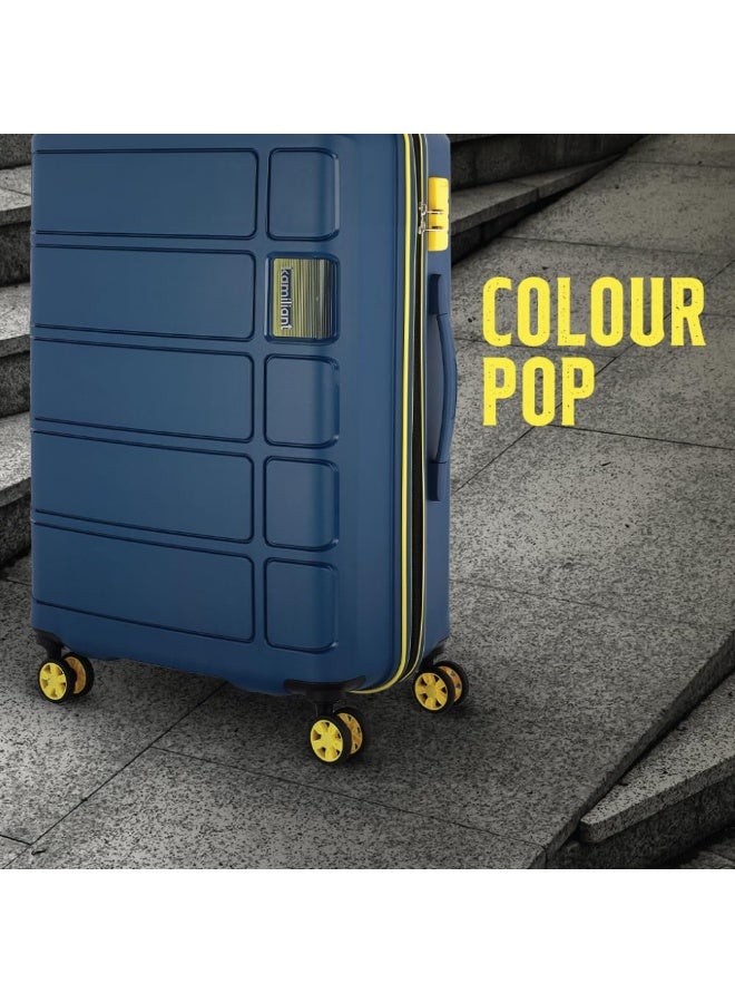 Kamiliant by American Tourister Harrier Zing|Cabin Trolley Bag Small Size (56 cms) for Travel| Hard Case Polypropylene (PP) Suitcase|360° 8-Wheel Spinner Luggage Trolley|Combination Lock|Navy Blue - Image 3