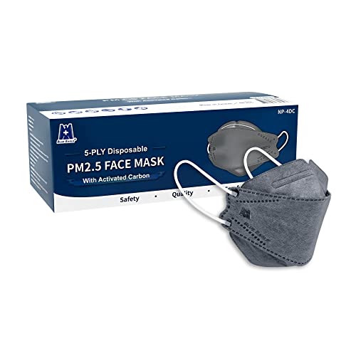 Blue Eagle 5-PLY BlueEagle Disposable Face Mask | 3D-Structure | PM 2.5 | Soft Inner Layer | Breathable Ample Air Space | with Activated Charcoal | 25 Pcs (Black) - Image 1