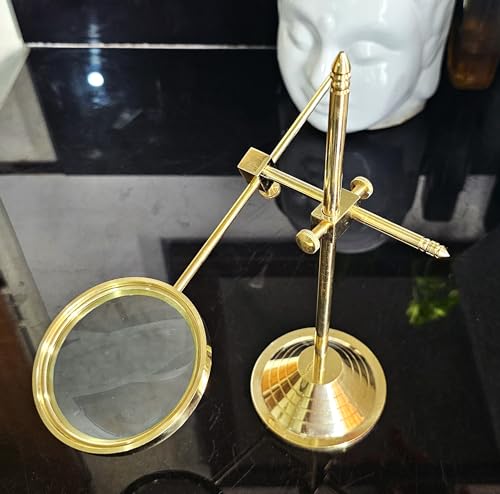 Castle Instruments Brass Table Magnifier Magnifying Reading Glass with Stand - Image 1
