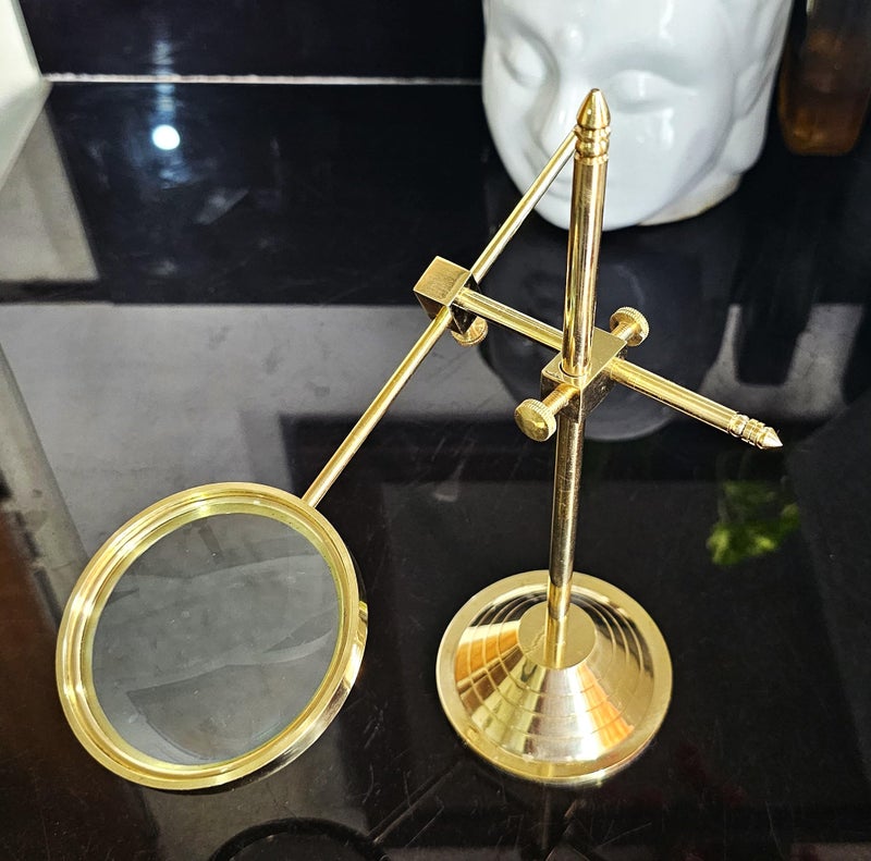 Castle Instruments Brass Table Magnifier Magnifying Reading Glass with Stand - Image 2