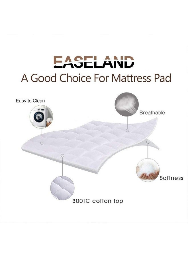 EASELAND EASELAND RV Short Queen Mattress Pad Pillow Top Quilted Fitted Cooling Mattress Protector Cover Topper Cotton 8-21" Deep Pocket (60x75 Inches, White)  - Image 2