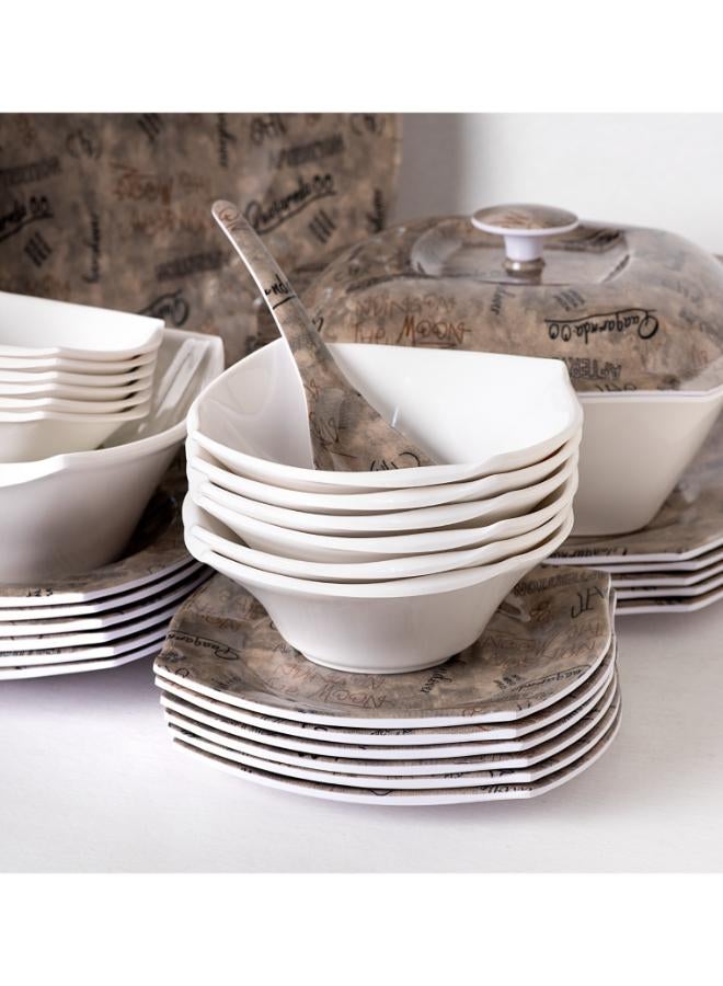 38 Piece Dinnerware Set Melamine Hand Over Square Set 57*41*30 cm-Café  - Image 1
