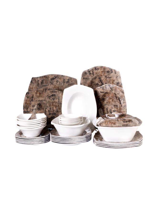 38 Piece Dinnerware Set Melamine Hand Over Square Set 57*41*30 cm-Café  - Image 4