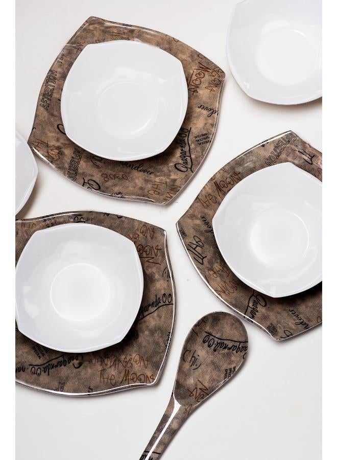 38 Piece Dinnerware Set Melamine Hand Over Square Set 57*41*30 cm-Café  - Image 2