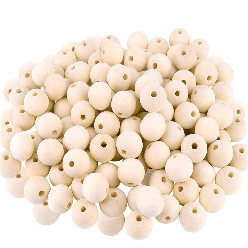 hesmartly 300Pcs 12mm Wood Beads Round Wooden Spacer Beads Unfinished Natural Wood Loose Beads